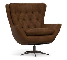 Online Designer Living Room Wells Leather Swivel Armchair