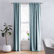 Online Designer Bedroom Luster Velvet Curtain, Washed Blue Gemstone