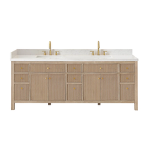 Online Designer Bathroom Lala 84" Double Bathroom Vanity with Grain White Engineered 