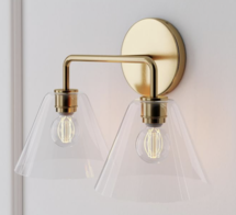Online Designer Home/Small Office Sculptural 2-Light Cone Sconce