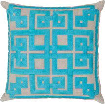 Online Designer Living Room SURYA · BETH LACEFIELD PILLOWS · GRAMMERCY · AQUA, LIGHT GRAY (LD-009)