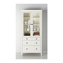 Online Designer Bedroom HEMNES Glass-door cabinet with 3 drawers, white stain