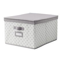 Online Designer Bedroom SVIRA Box with lid, gray, white flowers