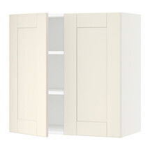 Online Designer Kitchen SEKTION Wall cabinet with 2 doors, white, Grimslöv off-white