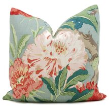 Online Designer Combined Living/Dining Schumacher Aqua Enchanted Garden Decorative Pillow Cover