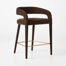 Online Designer Living Room Lisette Brown Performance Fabric Counter Stools Set of 2