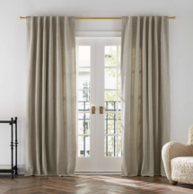 Online Designer Living Room Warm Beige EUROPEAN FLAX ™-Certified Linen Window Curtain Panel