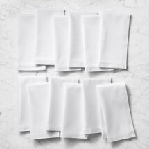 Online Designer Dining Room Hotel Dinner Napkins, Set of 12 - White