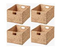 Online Designer Other Rectangular Natural Water Hyacinth Hand Woven Rattan Wicker Storage Basket Set