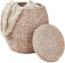 Online Designer Bedroom Rosecliff Heights Vintage Multipurpose Hyacinth Storage Organizer Tote Basket w/ Lid