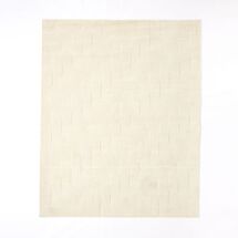 Online Designer Dining Room Solid Angled Basketweave Wool Rug - Ivory