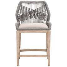 Online Designer Kitchen Loom Counter Stool, Platinum Rope, Light Gray