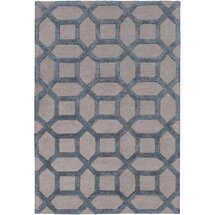 Online Designer Living Room Wyble Geometric Handmade Tufted Light Gray/Blue Area Rug