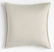 Online Designer Combined Living/Dining Ivory 20"x20" Organic Laundered Linen Throw Pillow with Feather Insert
