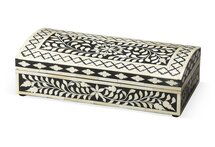 Online Designer Bedroom 16" Bone-Inlay Box, Black/White