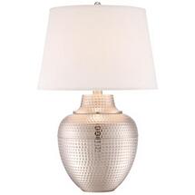 Online Designer Living Room Brighton Hammered Pot Brushed Nickel Table Lamp