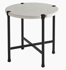 Online Designer Patio Pavlova Round Outdoor End Table, White/Black