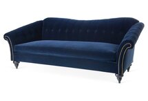 Online Designer Bedroom Sebastian 93" Tufted Sofa, Navy Velvet