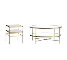 Online Designer Living Room Leona Round Coffee Table and 2 cube table set