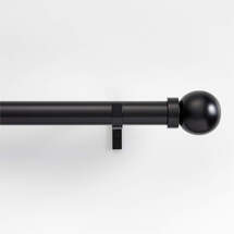 Online Designer Combined Living/Dining Black 1.5" Standard Curtain Rod and Large Round End Cap Finials Set 28"-48"
