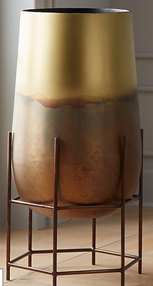 Online Designer Living Room STRATA PATINAED BRASS PLANTER ON STAND