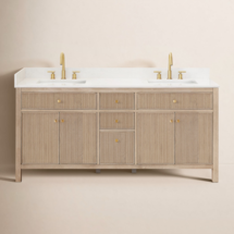 Online Designer Bathroom Lala 72" Double Bathroom Vanity with Grain White Engineered Stone Countertop