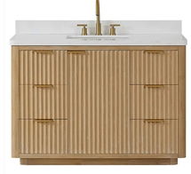 Online Designer Bathroom Solara Blonde Oak 48" Single Vanity with Bianco White Stone Top