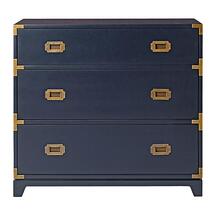 Online Designer Bedroom Midnight Blue 3-Drawer Campaign Dresser