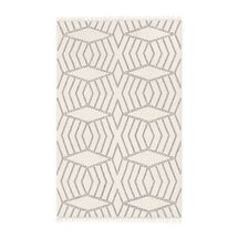 Online Designer Living Room Diamond Stripe Wool Dhurrie - Ivory