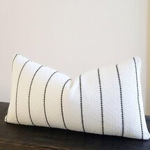 Online Designer Combined Living/Dining Black stripe pillow cover with white textured background, Lumbar pillow