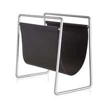 Online Designer Living Room Galen Brushed Nickel Leather Magazine Rack