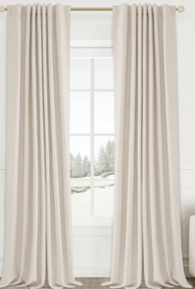 Online Designer Kitchen Graciella Thermal Insulated Faux Linen Textured 100% Blackout Curtains for Bedroom Living Room Back Tab/Rod Pocket (Set of 2)