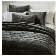 Online Designer Bedroom Lush Velvet Tack Stitch Quilt & Shams