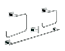 Online Designer Bathroom Essentials Cube Accessory Kit - Includes Towel Ring, Towel Bar, Toilet Paper Holder, and Robe Hook