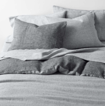 Online Designer Bedroom Aire Natural EUROPEAN FLAX ™-Certified Linen Midnight Navy Blue Reversible Grid King Duvet Cover