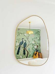 Online Designer Combined Living/Dining Irregular Mirror Home Decor, Asymmetrical Gold Mirror Wall Decor, Aesthetic Mirror Interior Design