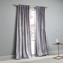 Online Designer Living Room Cotton Luster Velvet Curtain - Pewter