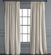 Online Designer Combined Living/Dining Belgian Linen Pinch Pleat Drape, Ivory