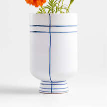 Online Designer Living Room Tunise Blue and White Stripe Vase 9"