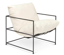 Online Designer Living Room Tommy Industrial Loft Off White Upholstered Black Iron Frame Accent Chair