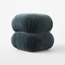 Online Designer Living Room Ruched Dark Teal Velvet Pouf