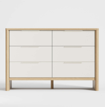 Online Designer Bedroom Redondo Two-Tone Wood Wide 6-Drawer Kids Dresser