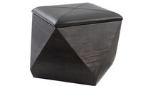 Online Designer Combined Living/Dining Hex Black Leather Storage Ottoman