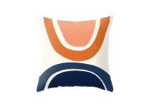 Online Designer Bedroom Abstract Shapes 7 in Burnt Orange and Navy Blue Throw Pillow