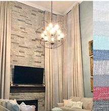 Online Designer Bedroom Extra long luxury solid linen curtain custom made 12-24 ft Off White Beige Gray Blue story drapes FREE SWATCH Ikiriska