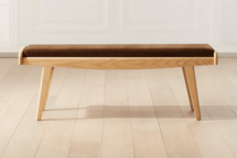 Online Designer Bedroom CHORD CANE AND NATURAL WOOD BENCH WITH FAUX MOHAIR CUSHION