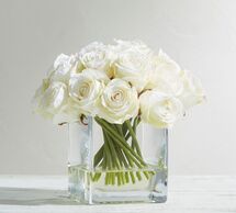 Online Designer Combined Living/Dining Faux Composed Roses in Square Vase