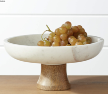 Online Designer Kitchen Wood and Marble Footed Fruit Bowl
