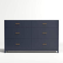 Online Designer Bedroom Parke Navy Blue Wood 6-Drawer Kids Dresser