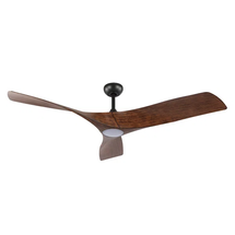 Online Designer Bedroom 62" DC Ceiling Fan w/ Lights & Remote, Old Bronze Walnut, 3 Curved ABS Blades, Noiseless DC Motor